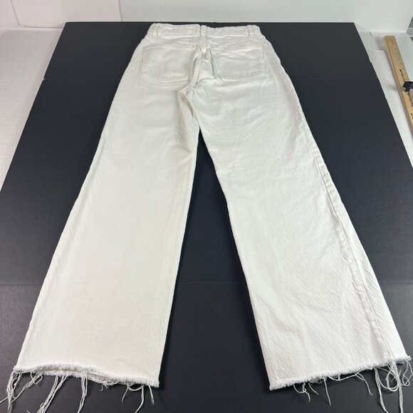 Zara Jeans Women's 27x29* High Rise Wide Leg White Raw Hem Denim Tag 4 - Picture 10 of 16